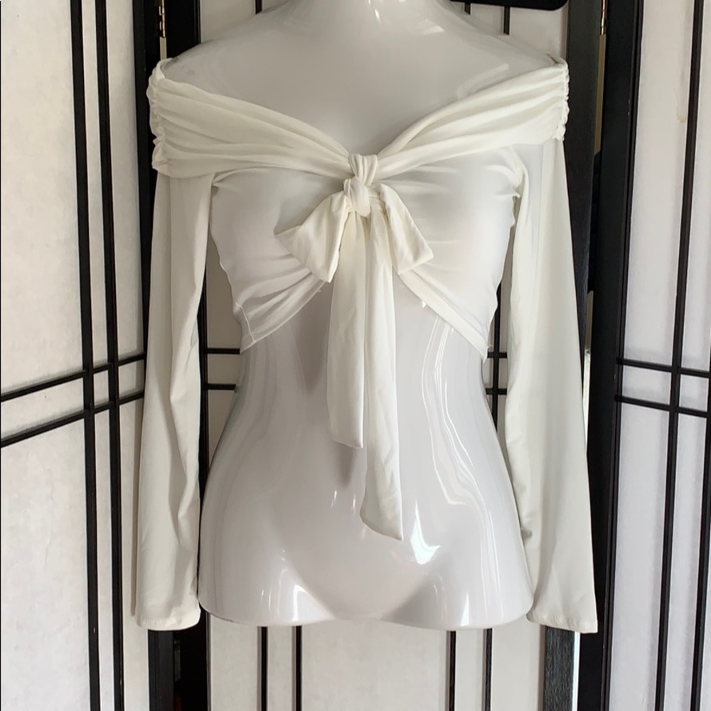 Ivory off the shoulder crop top